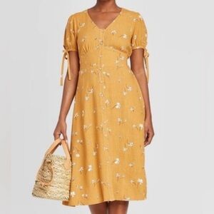 Universal Thread Mustard Floral Midi Dress XXL